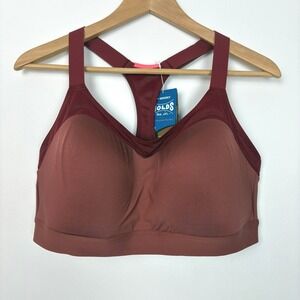 Brooks Womens Dare Racerback Run Bra Sz 40DD Red Sweat Wicking Activewear Sport